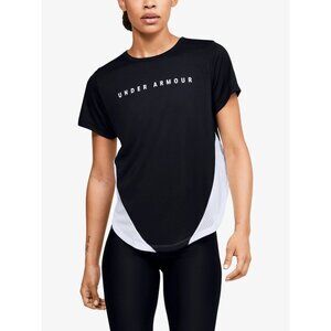 NWT Under Armour Womens XL HeatGear Mesh Panel Short Sleeve Loose T-Shirt Black